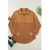 imageSHEWIN Womens Fall Sweatshirt Casual Waffle Knit Half Zip Pullover Loose Long Sleeve TopsBrown