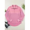imageSHEWIN Womens Fall Sweatshirt Casual Waffle Knit Half Zip Pullover Loose Long Sleeve TopsHot Pink