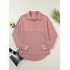 imageSHEWIN Womens Fall Sweatshirt Casual Waffle Knit Half Zip Pullover Loose Long Sleeve TopsPink