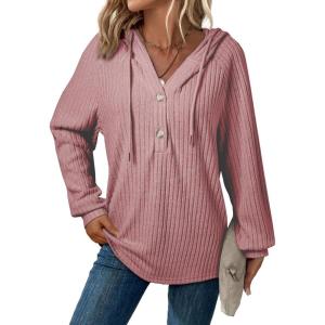 imageSHEWIN Fall Women Oversized Hoodies Spring V Neck Sweatshit 2025Red