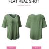 imageSHEWIN Womens Casual V Neck Waffle Knit Tunic Tops Batwing Short Sleeve Shirts Loose BlousesB Green