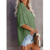 imageSHEWIN Womens Casual V Neck Waffle Knit Tunic Tops Batwing Short Sleeve Shirts Loose BlousesB Green