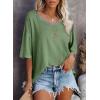 imageSHEWIN Womens Casual V Neck Waffle Knit Tunic Tops Batwing Short Sleeve Shirts Loose BlousesB Green