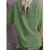 imageSHEWIN Womens Casual V Neck Waffle Knit Tunic Tops Batwing Short Sleeve Shirts Loose BlousesB Green