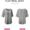imageSHEWIN Womens Casual V Neck Waffle Knit Tunic Tops Batwing Short Sleeve Shirts Loose BlousesB Grey