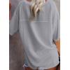 imageSHEWIN Womens Casual V Neck Waffle Knit Tunic Tops Batwing Short Sleeve Shirts Loose BlousesB Grey