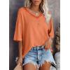 imageSHEWIN Womens Casual V Neck Waffle Knit Tunic Tops Batwing Short Sleeve Shirts Loose BlousesB Orange