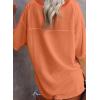 imageSHEWIN Womens Casual V Neck Waffle Knit Tunic Tops Batwing Short Sleeve Shirts Loose BlousesB Orange