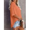 imageSHEWIN Womens Casual V Neck Waffle Knit Tunic Tops Batwing Short Sleeve Shirts Loose BlousesB Orange