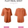 imageSHEWIN Womens Casual V Neck Waffle Knit Tunic Tops Batwing Short Sleeve Shirts Loose BlousesB Orange