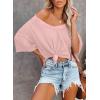 imageSHEWIN Womens Casual V Neck Waffle Knit Tunic Tops Batwing Short Sleeve Shirts Loose BlousesB Pink