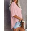 imageSHEWIN Womens Casual V Neck Waffle Knit Tunic Tops Batwing Short Sleeve Shirts Loose BlousesB Pink