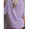 imageSHEWIN Womens Casual V Neck Waffle Knit Tunic Tops Batwing Short Sleeve Shirts Loose BlousesB Purple