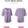 imageSHEWIN Womens Casual V Neck Waffle Knit Tunic Tops Batwing Short Sleeve Shirts Loose BlousesB Purple