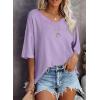 imageSHEWIN Womens Casual V Neck Waffle Knit Tunic Tops Batwing Short Sleeve Shirts Loose BlousesB Purple