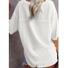 imageSHEWIN Womens Casual V Neck Waffle Knit Tunic Tops Batwing Short Sleeve Shirts Loose BlousesB White