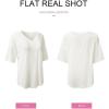 imageSHEWIN Womens Casual V Neck Waffle Knit Tunic Tops Batwing Short Sleeve Shirts Loose BlousesB White