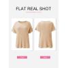 imageSHEWIN Womens Tops Crewneck Short Sleeve Sweater Causal Tunic Tops Lightweight Summer Sweaters for WomenB Apricot