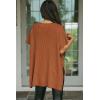 imageSHEWIN Womens Tops Crewneck Short Sleeve Sweater Causal Tunic Tops Lightweight Summer Sweaters for WomenB Brown