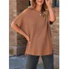 imageSHEWIN Womens Tops Crewneck Short Sleeve Sweater Causal Tunic Tops Lightweight Summer Sweaters for WomenB Brown
