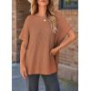 imageSHEWIN Womens Tops Crewneck Short Sleeve Sweater Causal Tunic Tops Lightweight Summer Sweaters for WomenB Brown