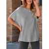 imageSHEWIN Womens Tops Crewneck Short Sleeve Sweater Causal Tunic Tops Lightweight Summer Sweaters for WomenB Grey