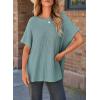 imageSHEWIN Womens Tops Crewneck Short Sleeve Sweater Causal Tunic Tops Lightweight Summer Sweaters for WomenB Haze Blue