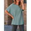 imageSHEWIN Womens Tops Crewneck Short Sleeve Sweater Causal Tunic Tops Lightweight Summer Sweaters for WomenB Haze Blue