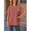imageSHEWIN Womens Tops Crewneck Short Sleeve Sweater Causal Tunic Tops Lightweight Summer Sweaters for WomenB Mineral Red
