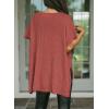 imageSHEWIN Womens Tops Crewneck Short Sleeve Sweater Causal Tunic Tops Lightweight Summer Sweaters for WomenB Mineral Red