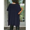 imageSHEWIN Womens Tops Crewneck Short Sleeve Sweater Causal Tunic Tops Lightweight Summer Sweaters for WomenB Navy Blue