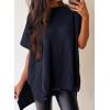 imageSHEWIN Womens Tops Crewneck Short Sleeve Sweater Causal Tunic Tops Lightweight Summer Sweaters for WomenB Navy Blue