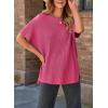 imageSHEWIN Womens Tops Crewneck Short Sleeve Sweater Causal Tunic Tops Lightweight Summer Sweaters for WomenB Rose