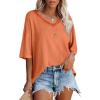 imageSHEWIN Womens Casual V Neck Waffle Knit Tunic Tops Batwing Short Sleeve Shirts Loose BlousesB Orange