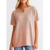 imageSHEWIN Womens Casual V Neck Waffle Knit Tops Short Sleeve T Shirts Loose BlousesB Light Pink