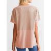 imageSHEWIN Womens Casual V Neck Waffle Knit Tops Short Sleeve T Shirts Loose BlousesB Light Pink