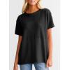 imageSHEWIN Womens Casual V Neck Waffle Knit Tops Short Sleeve T Shirts Loose BlousesD Black