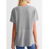 imageSHEWIN Womens Casual V Neck Waffle Knit Tops Short Sleeve T Shirts Loose BlousesD Blue