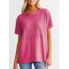imageSHEWIN Womens Casual V Neck Waffle Knit Tops Short Sleeve T Shirts Loose BlousesD Grey