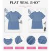 imageSHEWIN Womens Casual V Neck Waffle Knit Tops Short Sleeve T Shirts Loose BlousesD Hot Pink