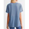 imageSHEWIN Womens Casual V Neck Waffle Knit Tops Short Sleeve T Shirts Loose BlousesD Hot Pink