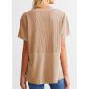 imageSHEWIN Womens Casual V Neck Waffle Knit Tops Short Sleeve T Shirts Loose BlousesD Light Purple