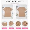 imageSHEWIN Womens Casual V Neck Waffle Knit Tops Short Sleeve T Shirts Loose BlousesD Light Purple