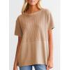 imageSHEWIN Womens Casual V Neck Waffle Knit Tops Short Sleeve T Shirts Loose BlousesD Light Purple