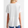 imageSHEWIN Womens Casual V Neck Waffle Knit Tops Short Sleeve T Shirts Loose BlousesD White