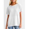 imageSHEWIN Womens Casual V Neck Waffle Knit Tops Short Sleeve T Shirts Loose BlousesD White