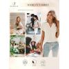 imageSHEWIN Womens Polo Shirts Casual Collared V Neck Short Sleeve T Shirt Tunic Tops Loose FitA Apricot