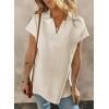 imageSHEWIN Womens Polo Shirts Casual Collared V Neck Short Sleeve T Shirt Tunic Tops Loose FitA Apricot