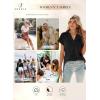 imageSHEWIN Womens Polo Shirts Casual Collared V Neck Short Sleeve T Shirt Tunic Tops Loose FitA Black