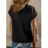 imageSHEWIN Womens Polo Shirts Casual Collared V Neck Short Sleeve T Shirt Tunic Tops Loose FitA Black